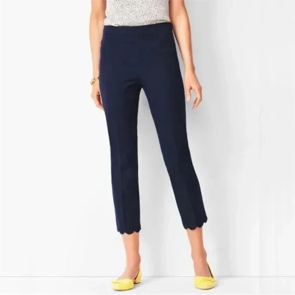 NWT Talbots Chatham Slim Leg Cropped Scalloped Hem Pants